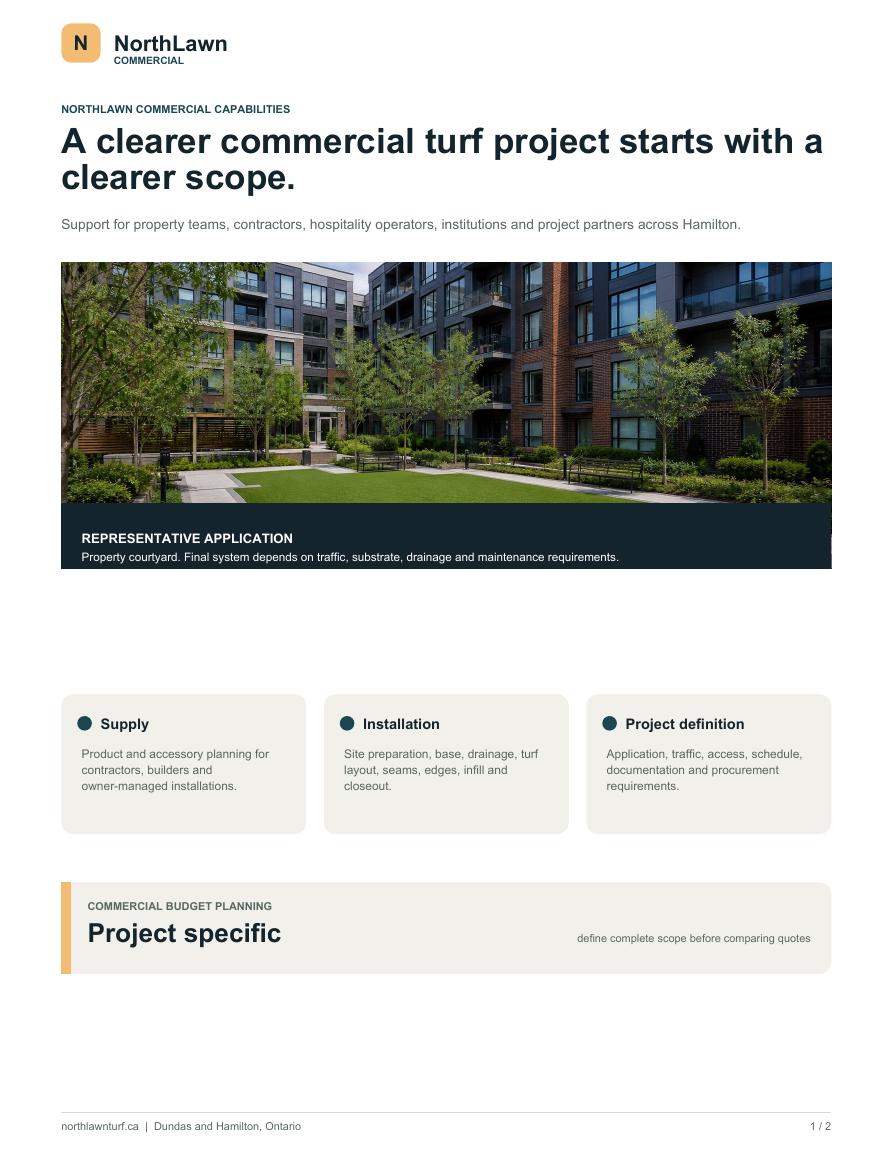 NorthLawn commercial capabilities sheet cover