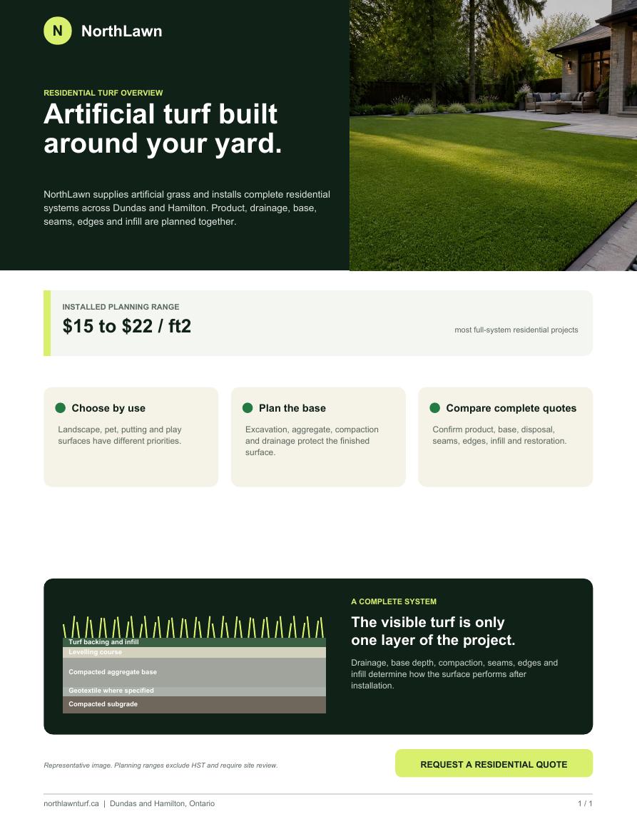 Cover of NorthLawn residential artificial turf overview