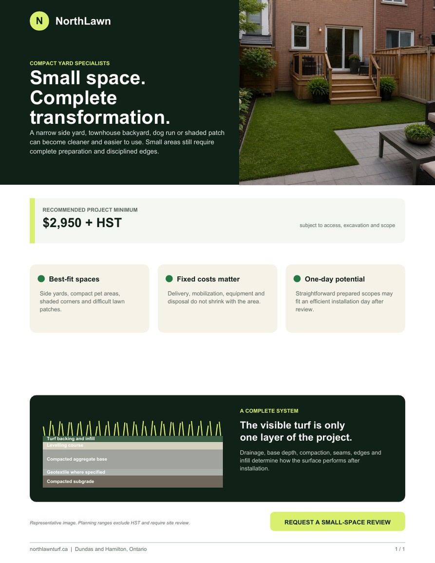 Cover of NorthLawn small space turf sales sheet